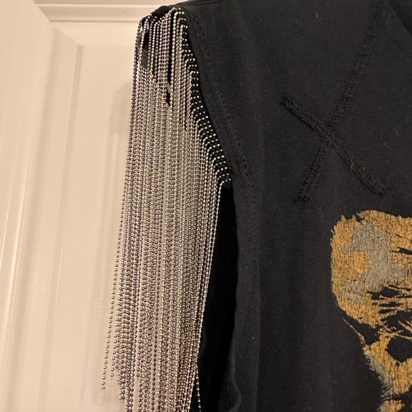 Free People NWOT Vintage Souls Tiger metal fringe T Shirt 🐯 - Picture 5 of 5